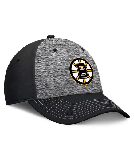 Мужская серо-черная бейсболка Fanatics Boston Bruins Fundamental с верхней полкой, 2-тонная гибкая шляпа Flex gray, black