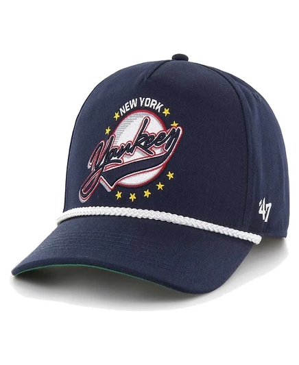 47 Брендовая мужская темно-синяя шляпа New York Yankees Wax Pack из коллекции Premier Hitch Adjustable Hat синего цвета