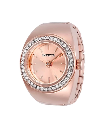 Женские часы Invicta с мини-кольцом 48945, кварцевые часы с циферблатом из розового золота с 2 стрелками, золотые