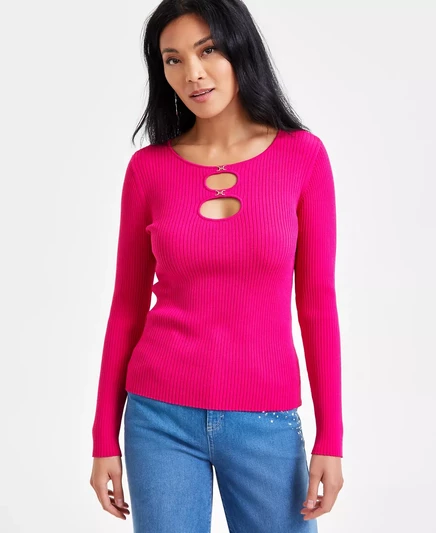  Женский свитер с двойным вырезом, эксклюзивно в Macy's pink drgn