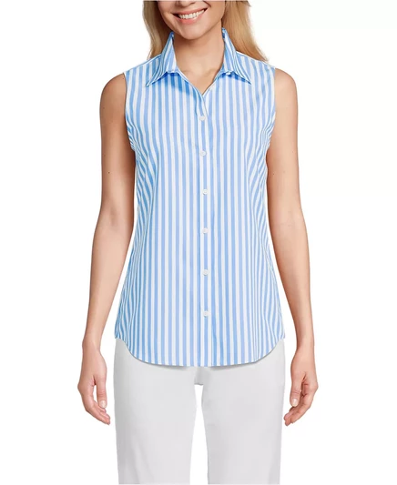  Женская рубашка без рукавов без утюга chicory blue stripe