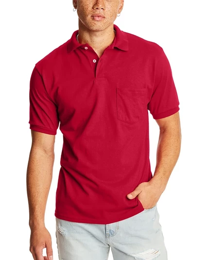 Мужское поло Hanes EcoSmart с карманом, 2 шт., красное