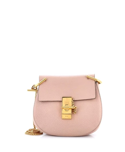 Женская сумка Pre-Owned Chloe Mini Drew, бежевая