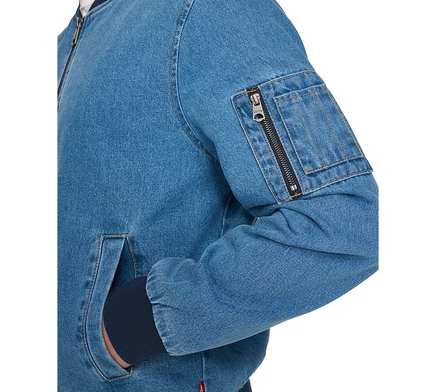 Мужская джинсовая куртка-бомбер Levi's на молнии  denim