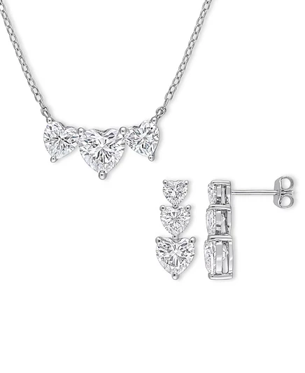 Женский набор Macy's Moissanite Triple Heart 5,5 кт, белый