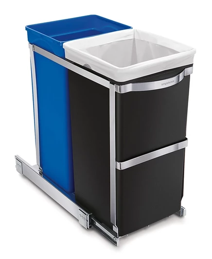 Ведро Simplehuman для сортировки, 35 л, хром/черное