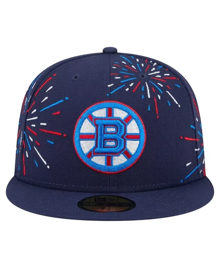 Мужская приталенная шляпа New Era темно-синего цвета Boston Bruins Americana Fireworks 59 размера 