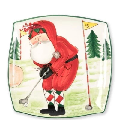 Блюдо Vietri Old St. Nick Golfing, ручная роспись