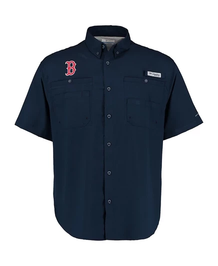 Мужская рубашка Columbia Tamiami Omni-Shade Boston Red Sox, синяя