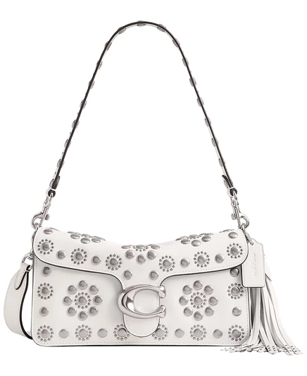 Сумка через плечо COACH Tabby Medium Western с заклепками 26 белого цвета