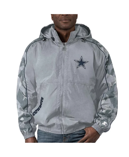 Мужская куртка Starter Dallas Cowboys Throwback на молнии, серебристая