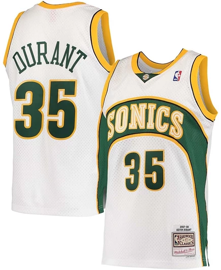 Мужская футболка Mitchell & Ness Kevin Durant White Seattle SuperSonics Hardwood Classics Swingman
