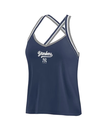 Женская темно-синяя майка New York Yankees с перекрестными ремешками от бренда WEAR by Erin Andrews navy