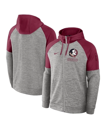 Мужская худи Nike Florida State Seminoles на молнии, серая