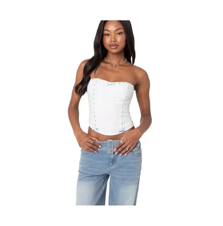  Кружевной корсетный топ с лентой Mist lacey white