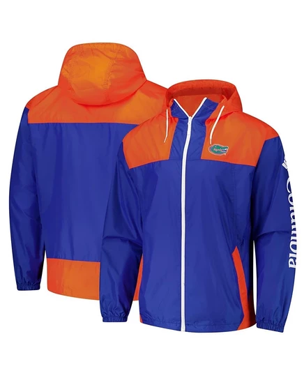 Мужская куртка-ветровка Columbia Royal Florida Gators Flash Challenger II Omni-Shade на полной молнии от Columbia.