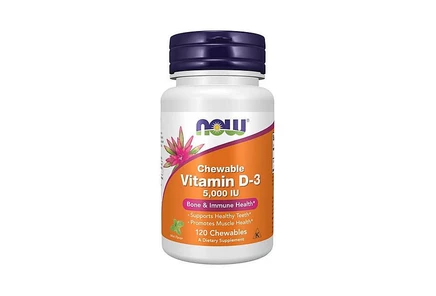 Витамин D-3 NOW Foods жевательный мятный, 5000 МЕ, 120 шт.