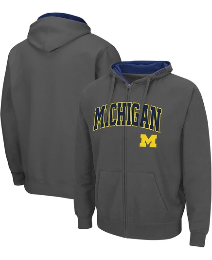 Мужская толстовка с капюшоном Michigan Wolverines Arch Logo 3.0 на молнии charcoal