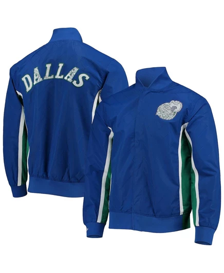 Мужская куртка Dallas Mavericks Blue Hardwood Classics 75th Anniversary Authentic Warmup на полной застежке blue
