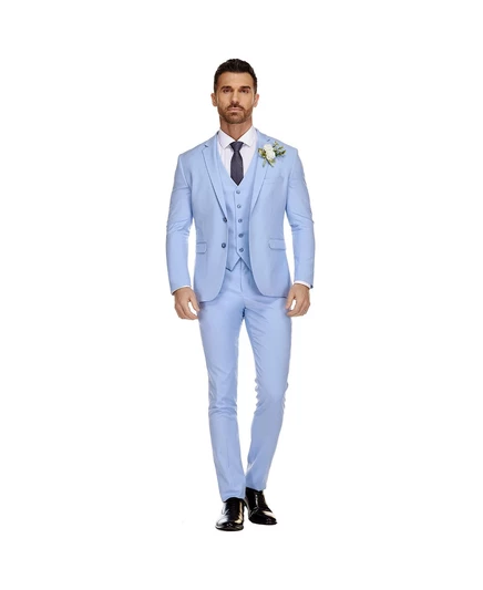  Мужской облегающий костюм из 3 предметов sky blue