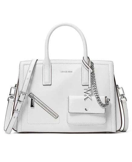 Женская сумка Michael Kors Laila средняя с центральной молнией, белая