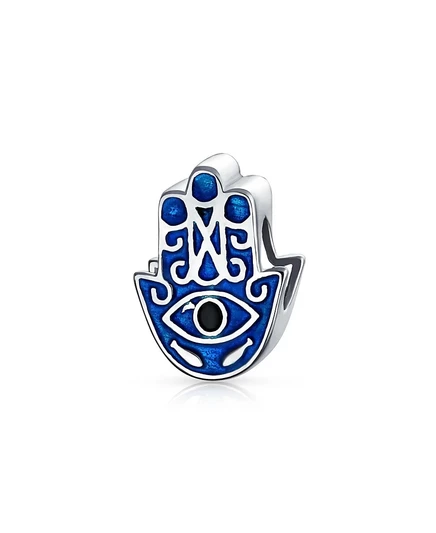 Бусина Bling Jewelry Hamsa Hand из серебра с синей эмалью