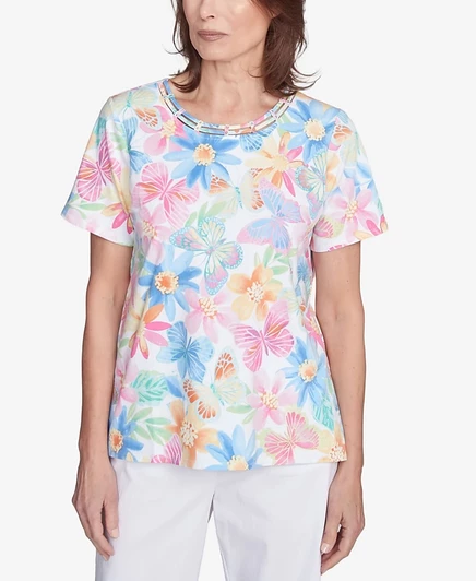 Женский топ Alfred Dunner Spring Butterfly, розовый