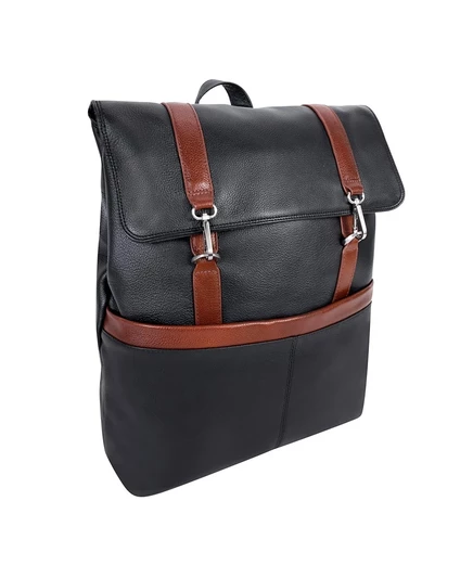 Унисекс рюкзак McKlein 17″ кожаный с клапаном, черный