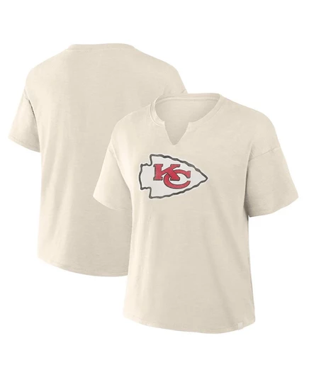 Женская футболка Fanatics Kansas City Chiefs с V-образным вырезом, кремовая