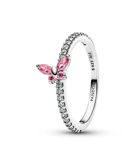 Кольцо Pandora Sparkling Butterfly, серебро, розовое, р.4.5