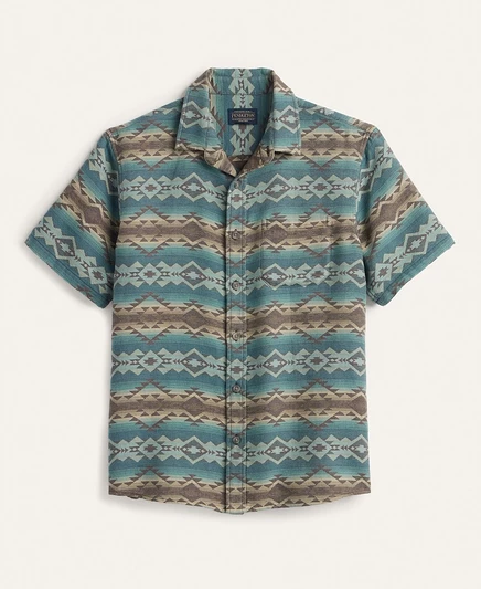 Мужская рубашка с коротким рукавом Pendleton синего цвета