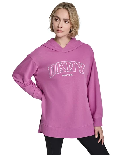 Женское худи DKNY Sport оверсайз с 3D аппликацией, розовое