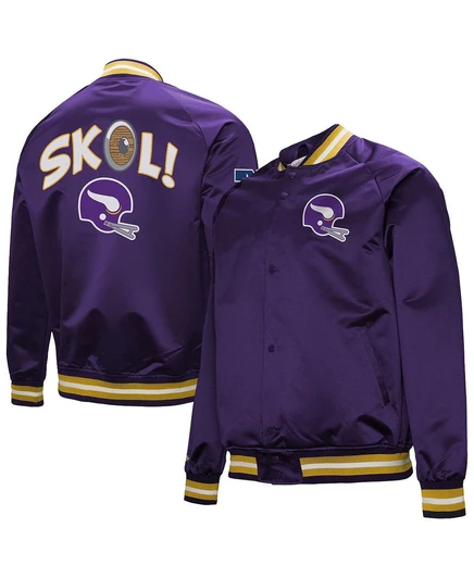 Мужская сатиновая куртка Mitchell & Ness Minnesota Vikings, фиолетовая