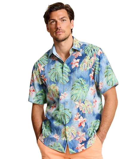 Мужская рубашка классического кроя Nova Wave Mira Jungle от Tommy Bahama синего цвета
