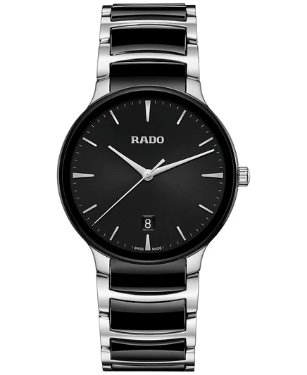 Rado Унисекс Швейцарские часы Centrix с черным браслетом из керамики и нержавеющей стали, 40 мм, черный