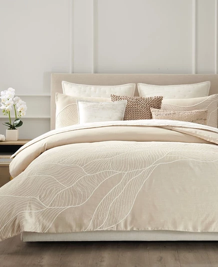 Пододеяльник Donna Karan Home Dune вышитый, queen, бежевый