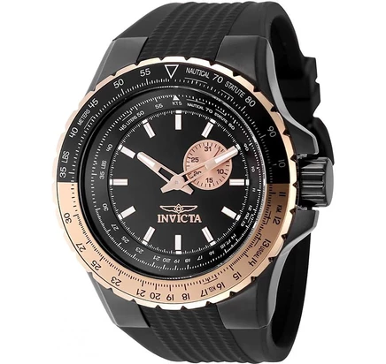 Мужские часы Invicta 49725 Aviator Quartz VD72 с черным циферблатом