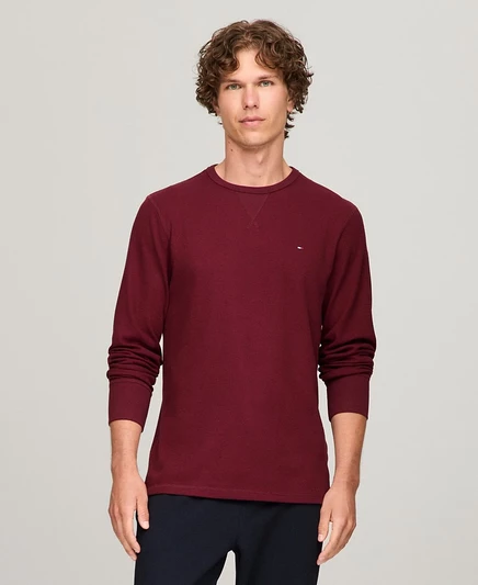 Мужской термолонгслив Tommy Hilfiger вафельной вязки, красный