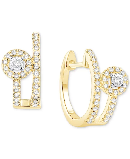 Серьги-кольца Macy's Diamond Halo 0,25 карат, двухцветные