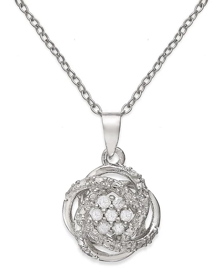 Колье Macy's Diamond Love Knot 18″ из серебра, серебристое