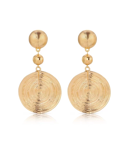 Серьги Ettika диски позолоченные 18K, 7,6 см, золотистые