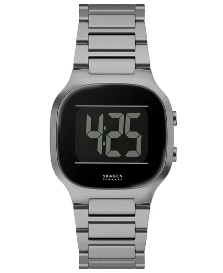 Мужские часы Skagen Mellem с цифровым ЖК-дисплеем из нержавеющей стали Gunmetal, серебро 38 мм