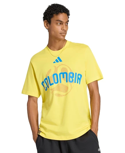 мужская футболка adidas с изображением Чемпионата мира по футболу FIFA 2026 в Колумбии желтого цвета
