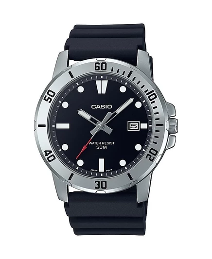 Мужские часы Casio MTPVD01-1EV, стальной корпус 45 мм, водозащита 50 м, черные