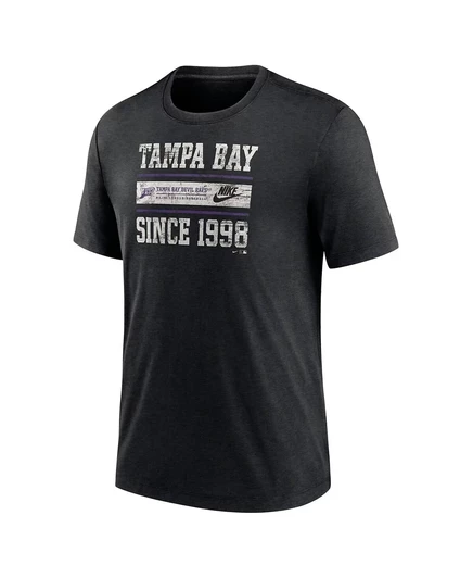 Мужская футболка Nike Heather Black Tampa Bay Rays Cooperstown Collection из трехслойной ткани Local Stack heather black