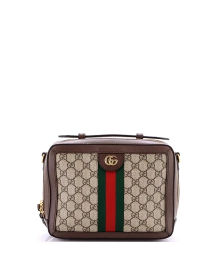 Женская сумка Pre-Owned Gucci Ophidia Small на молнии, коричневая