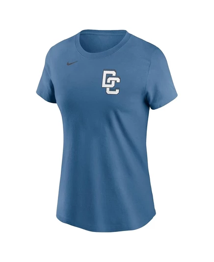 Женская футболка Nike CJ Abrams Blue Washington Nationals 2025 City Connect Fuse с именным номером 2.0 blue