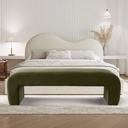 Maison Boucle60" Скамья с водопадной обивкой на каркасе из массива дерева и ткани Букле для спальни или прихожей