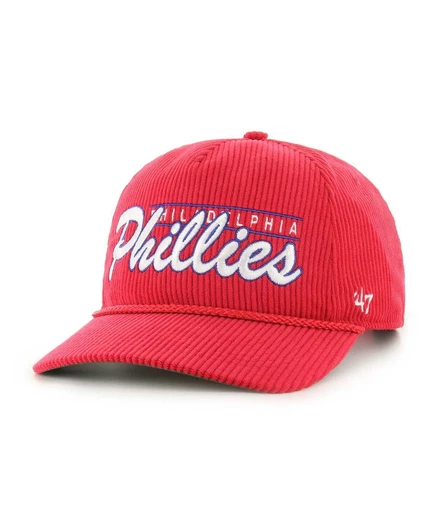 Брендовая мужская красная вельветовая кепка Philadelphia Phillies с регулируемой посадкой red