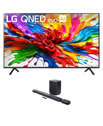 LG 65QNED92AUA 65-дюймовый 4K QNED Mini LED телевизор evo AI Smart TV со звуковой панелью JBL BAR-700-MK2 (2025) черный